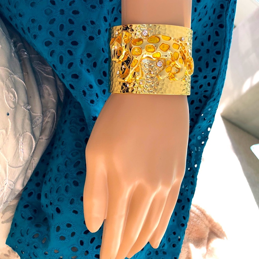 Lilly Pulitzer Gold 2 Inch Leopard Cuff Bracelet